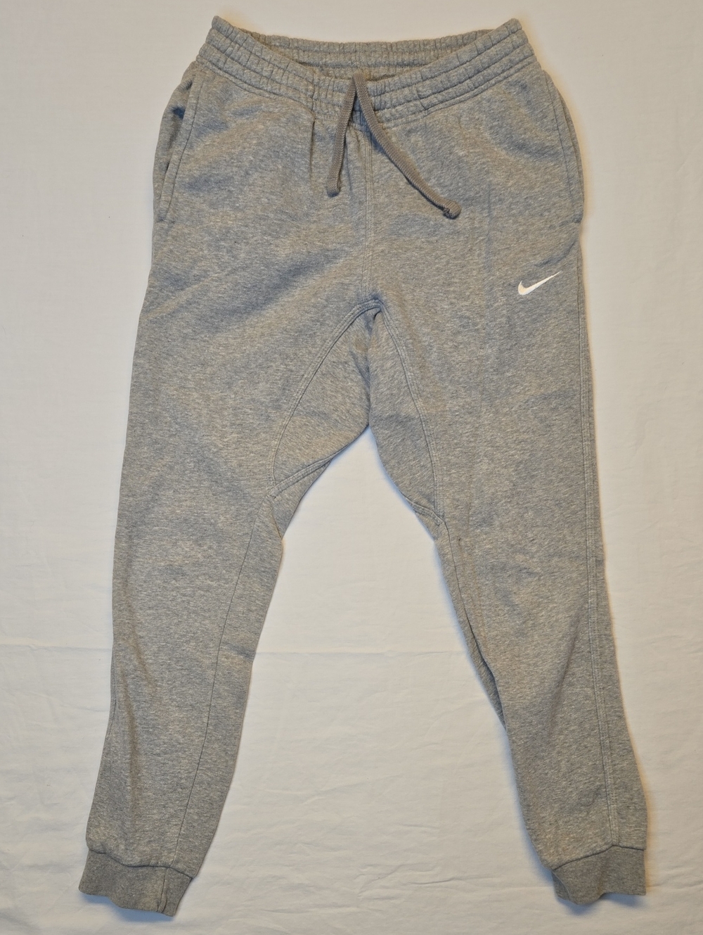 Nike Grey Fleece Jogger Sweatpants with White Embroidered Swoosh